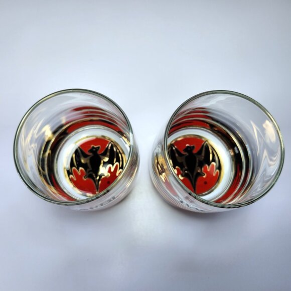 Bacardi Rum Cocktail Glass Bat Logo Lot of 2 Weighted lo-ball Collectable 10oz - Picture 5 of 8